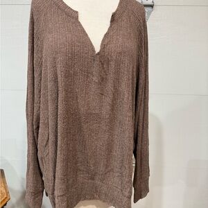 Project Social T Taupe Ribbed Top